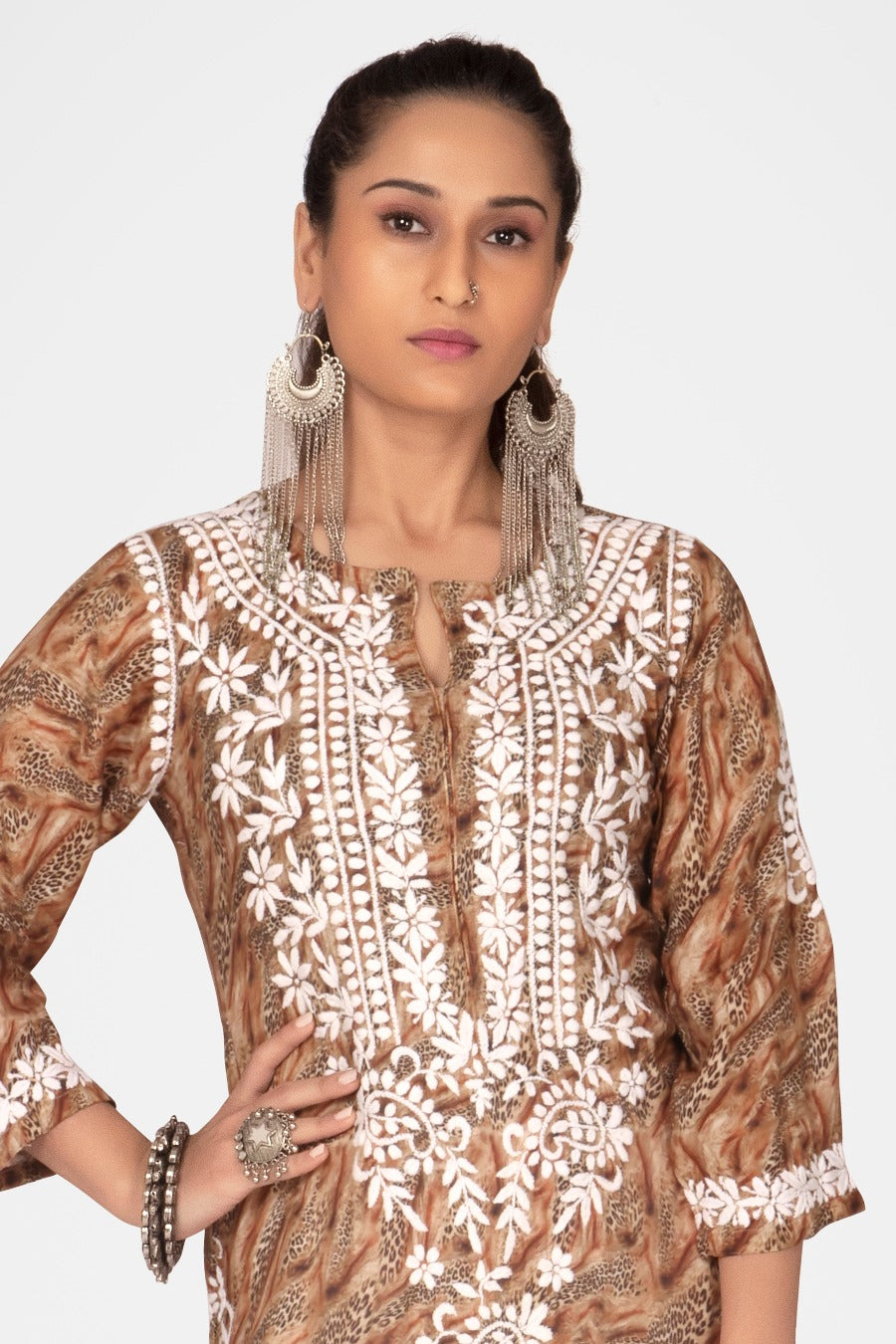 Muzlin Leopard Design Kurti