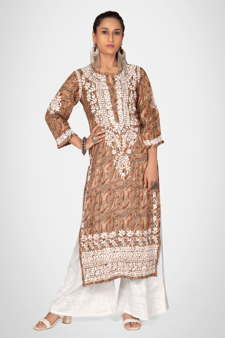 Muzlin Leopard Design Kurti