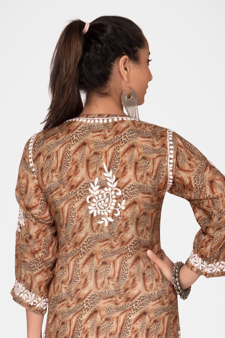 Muzlin Leopard Design Kurti