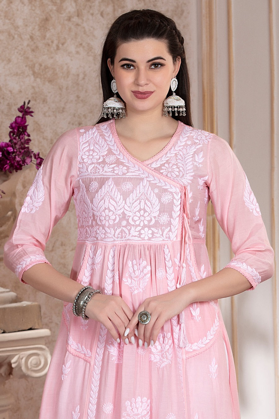 Naira Chikankari Muzlin Pocket Kurti