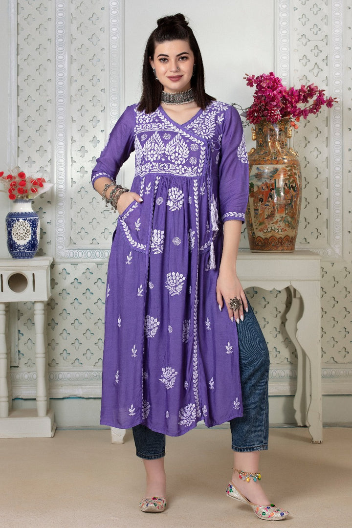 Naira Chikankari Muzlin Pocket Kurti