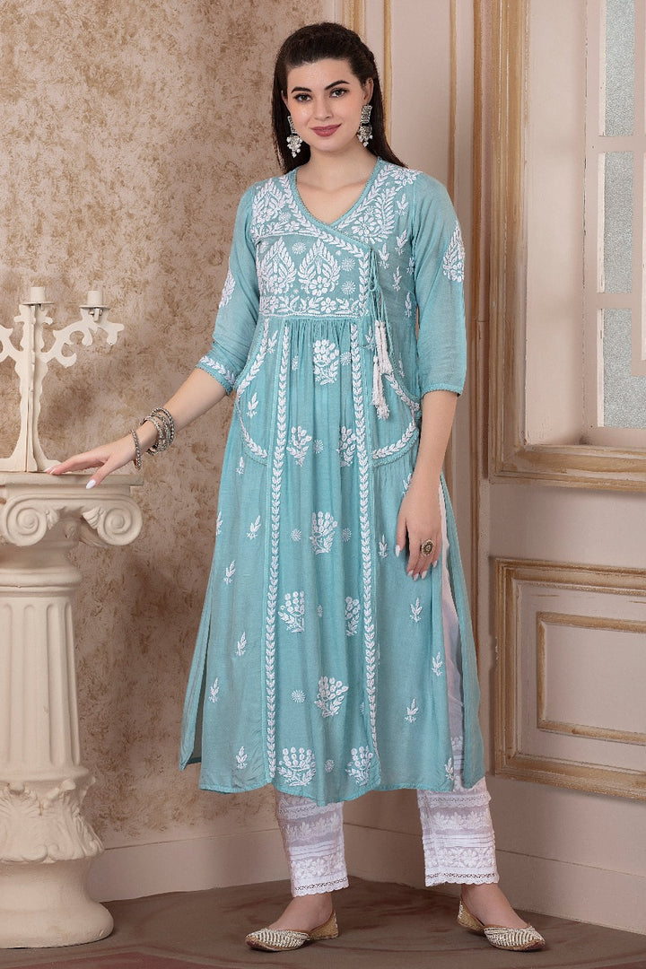 Naira Chikankari Muzlin Pocket Kurti