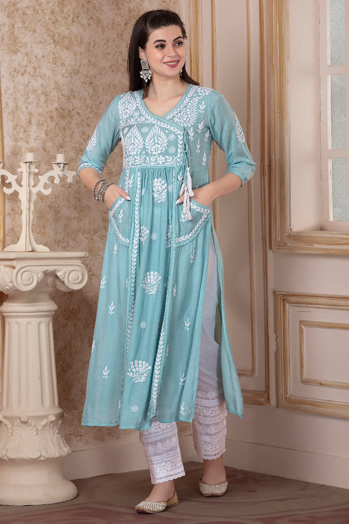 Naira Chikankari Muzlin Pocket Kurti