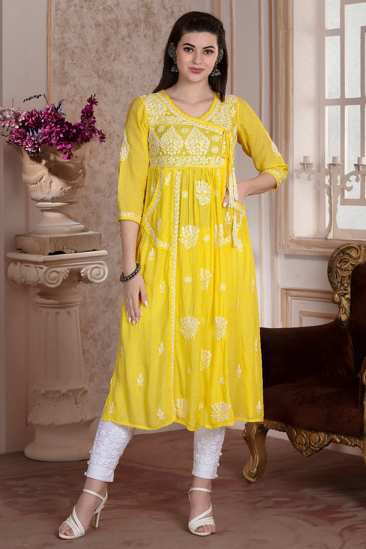 Naira Chikankari Muzlin Pocket Kurti