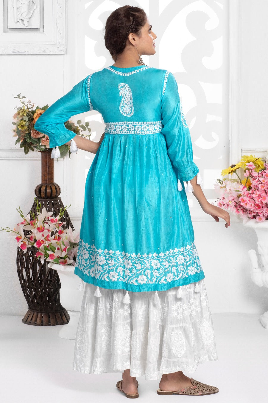 Mehak Chikankari Silk Short Dress