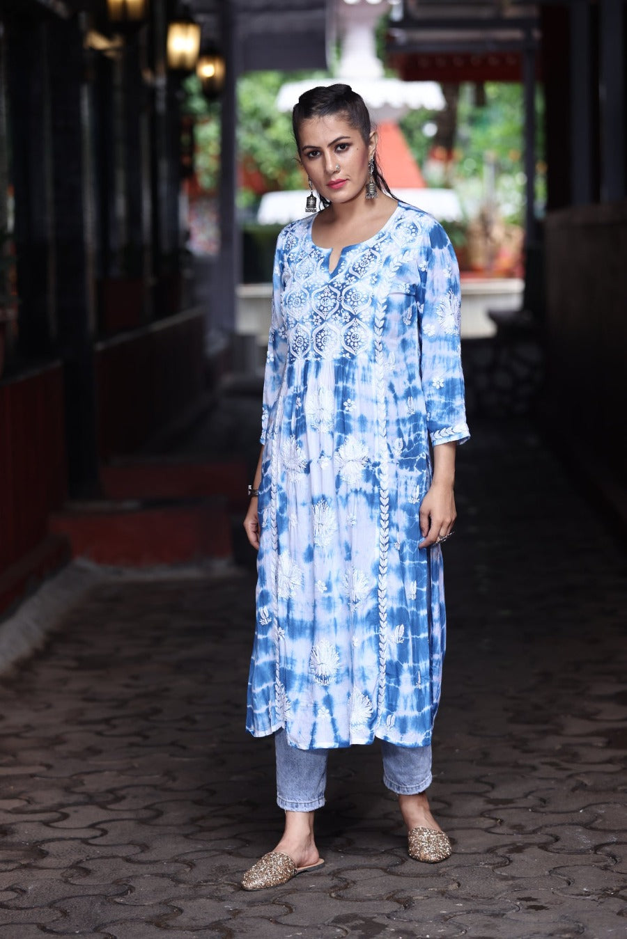 Laima Chikankari Tye & Dye Kurti