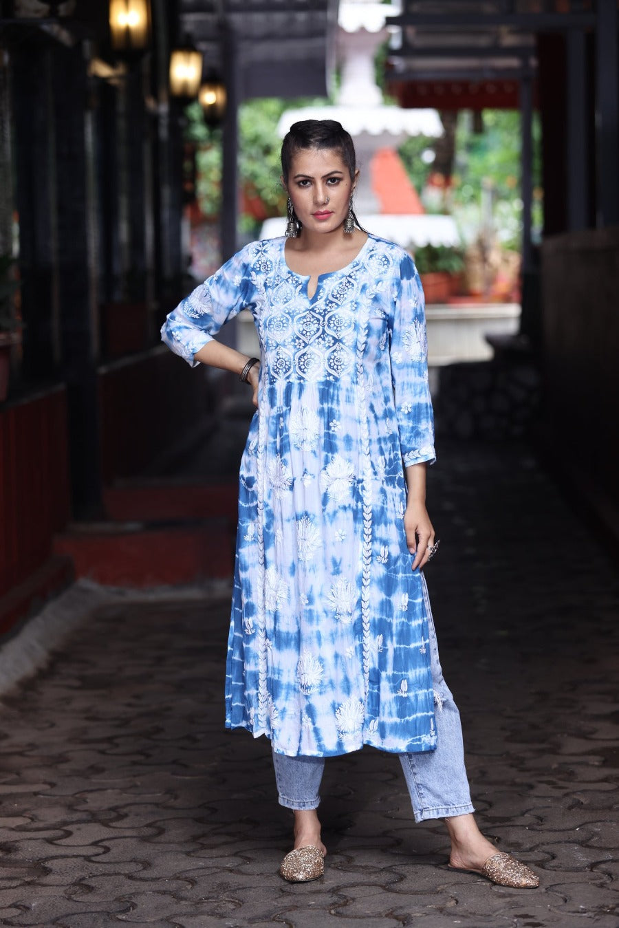 Laima Chikankari Tye & Dye Kurti