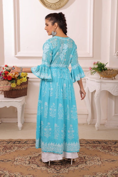 Zoe Chikankari Mulmul Printed Dress