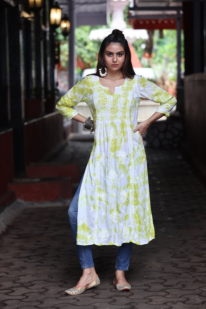 Laima Chikankari Tye & Dye Kurti