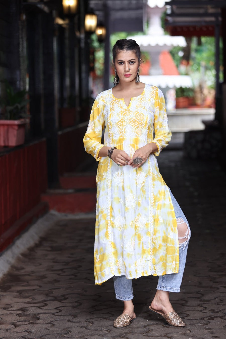 Laima Chikankari Tye & Dye Kurti