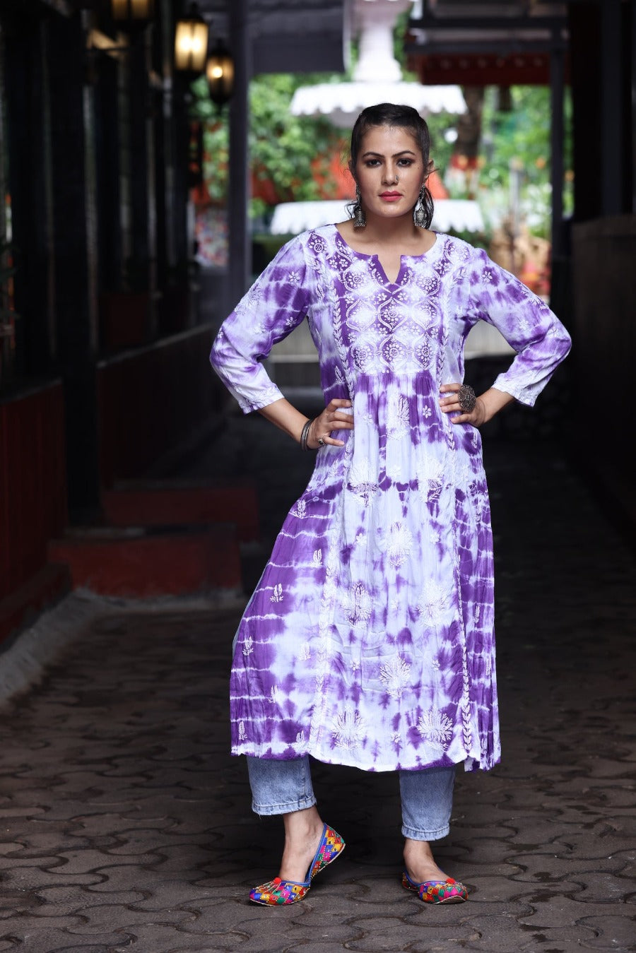 Laima Chikankari Tye & Dye Kurti