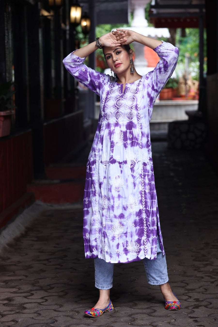 Laima Chikankari Tye & Dye Kurti