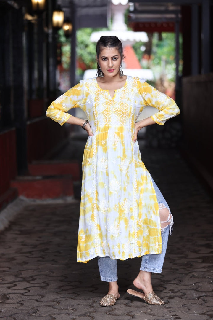 Laima Chikankari Tye & Dye Kurti