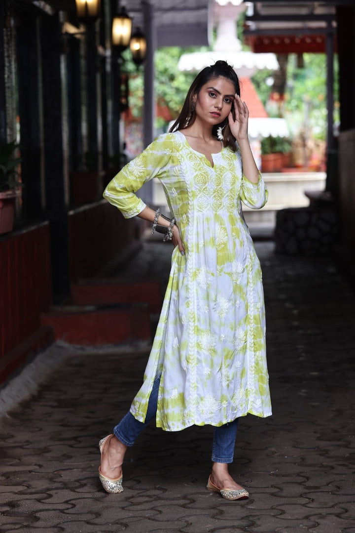 Laima Chikankari Tye & Dye Kurti