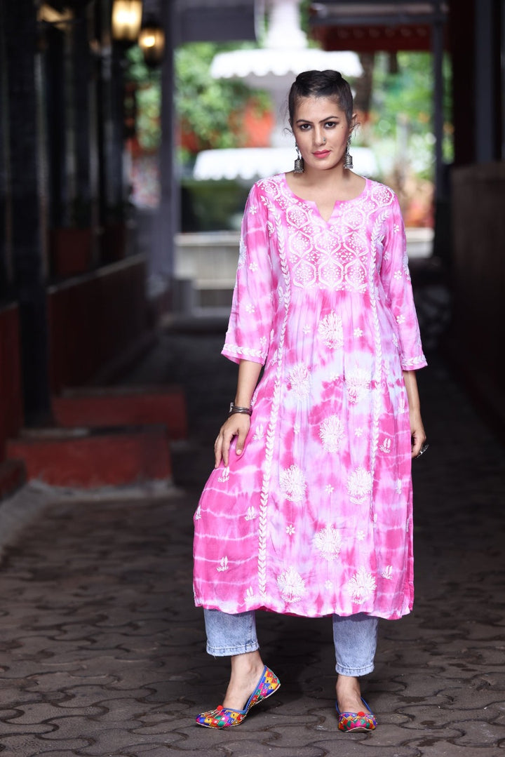 Laima Chikankari Tye & Dye Kurti